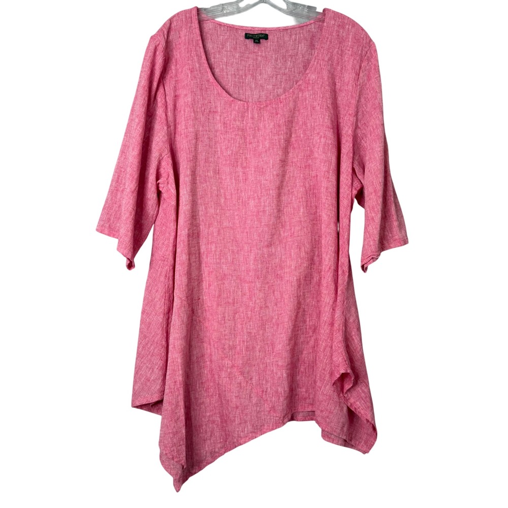 For Cynthia Linen Blend Tunic Dress Womens Plus Size 2X‎ Pink Lagnelook Minimal